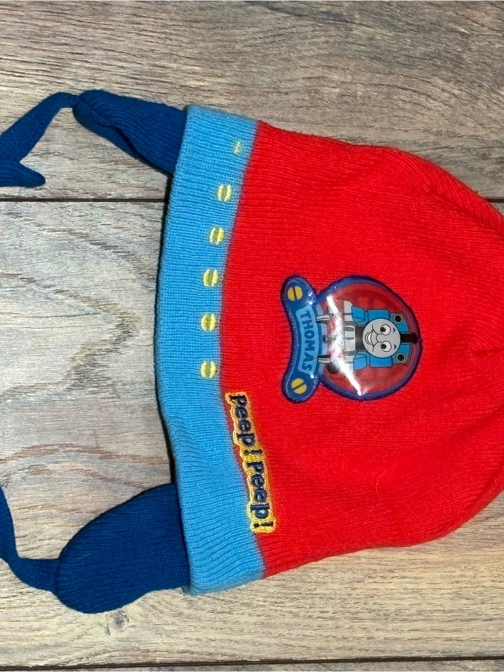 Thomas & Friends Red and Blue Earflap Knit Hat with Train Badge